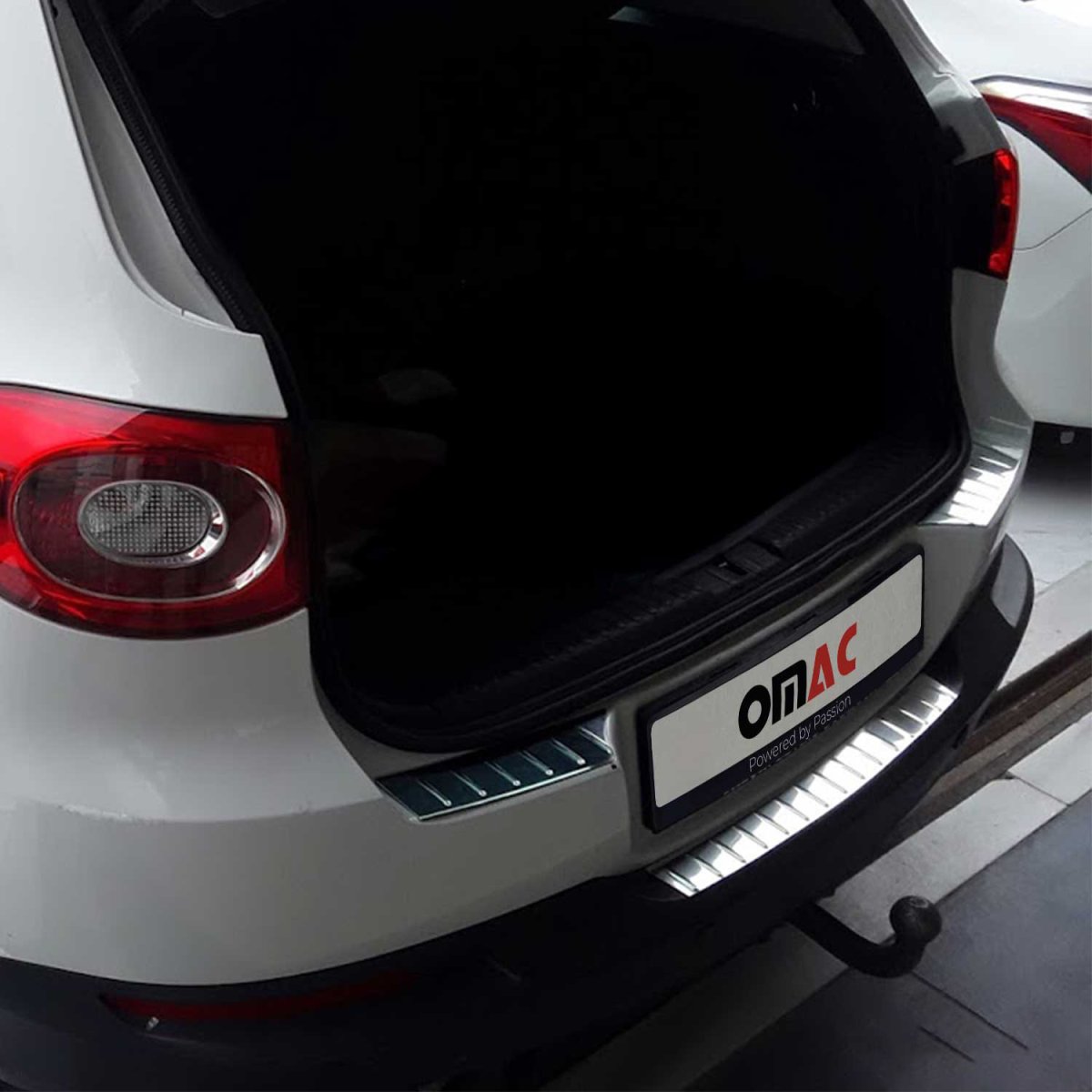 Volkswagen Tiguan Rear Bumper Sill Cover - Omac - S. Steel - Gloss Silver - '09-'17 Volkswagen Tiguan Rear Bumper Sill Cover - Omac - S. Steel - Gloss Silver - '09-'17